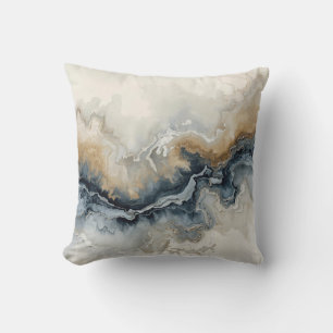 Navy Blue Light Blue Brown Grey Modern Abstract 16 Cushion