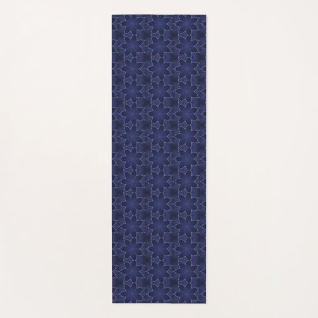 Navy blue lightning star geometric pattern yoga mat (Front)