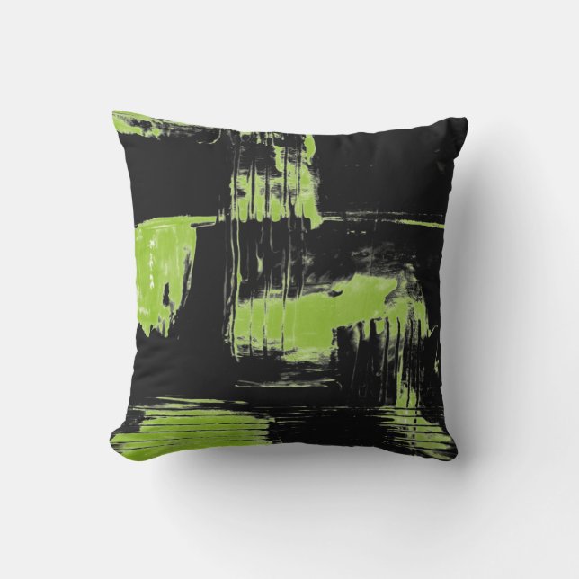 Navy Blue & Lime Green Abstract Decor Pillow (Front)