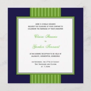 Navy Blue & Lime Green Wedding Invitation
