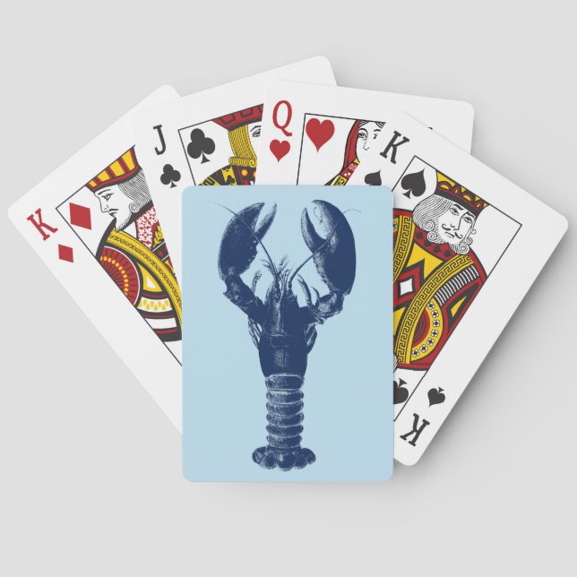 Navy Blue Lobster on Light Blue   Playing Cards (Back)