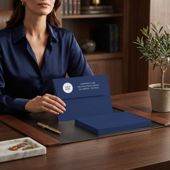 Navy Blue | Logo Corporate Mailing Stationary  Envelope (Navy Blue | Logo Corporate Mailing Stationary Envelope)