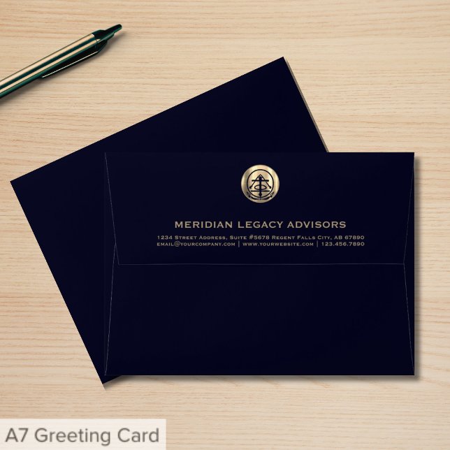 Navy Blue Logo Envelope Return Address on Back (Creator Uploaded)