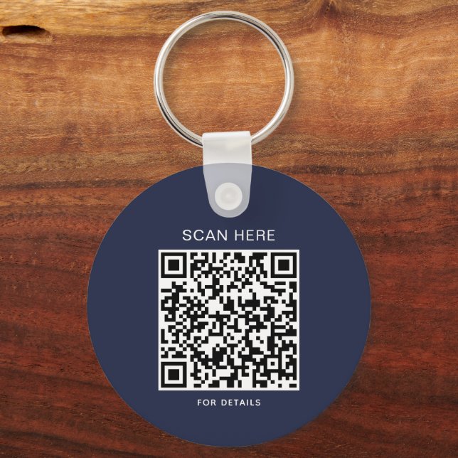 Navy Blue Logo Keychain with QR Code (Back)
