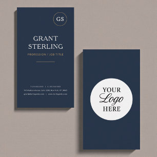 Navy Blue Logo Minimalist Modern Professional Business Card