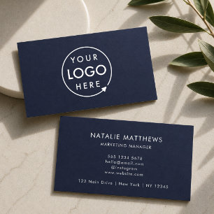 Navy Blue Logo   Minimalist Professional Corporate Business Card