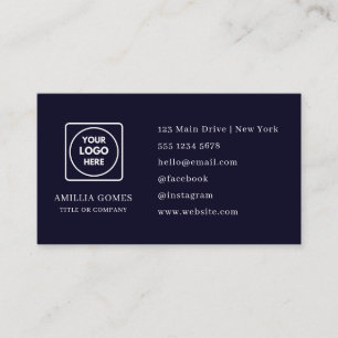 Navy Blue Logo   Modern Social Media Icon Design Business Card