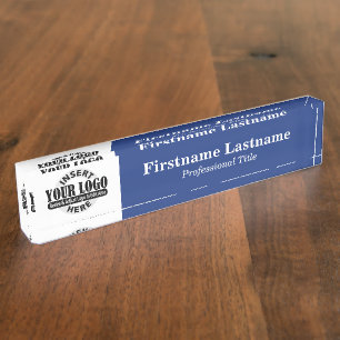 Navy Blue - Logo, Name and Professional Title Nameplate