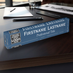 Navy Blue - Logo, Name and Professional Title Nameplate
