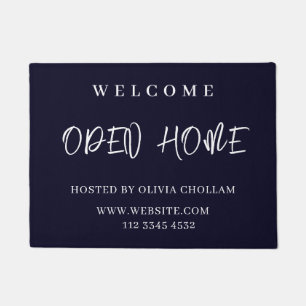 Navy Blue Logo   Open House Realtor Welcome Sign Doormat