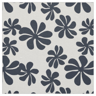 Navy blue loopy flowers w/custom background colour fabric