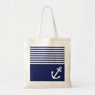 Navy Blue Love Anchor Nautical Tote Bag