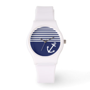 Navy Blue Love Anchor Nautical Watch