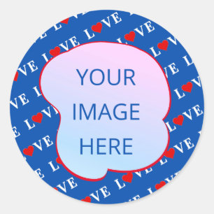 Navy Blue LOVE Heart Classic Round Sticker