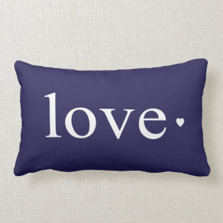 Navy Blue Love Heart Monogram Lumbar Cushion
