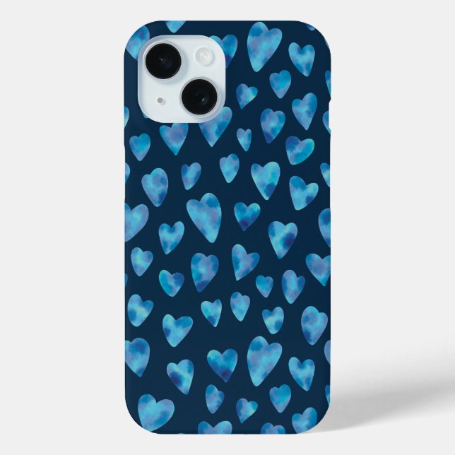 Navy Blue Love Heart pattern Case-Mate iPhone Case (Back)