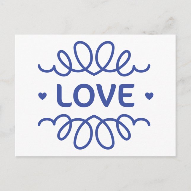 Navy Blue Love Hearts Blank Greeting Postcard (Front)