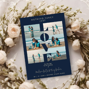 Navy Blue Love Quote Simple Elegant  6 Multi Photo Save The Date
