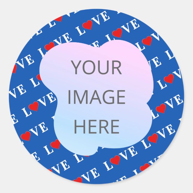 Navy Blue LOVE Retro Elegant Classic Round Sticker (Front)