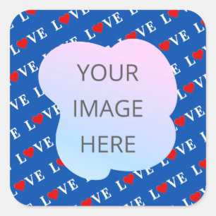 Navy Blue LOVE Retro Elegant Square Sticker