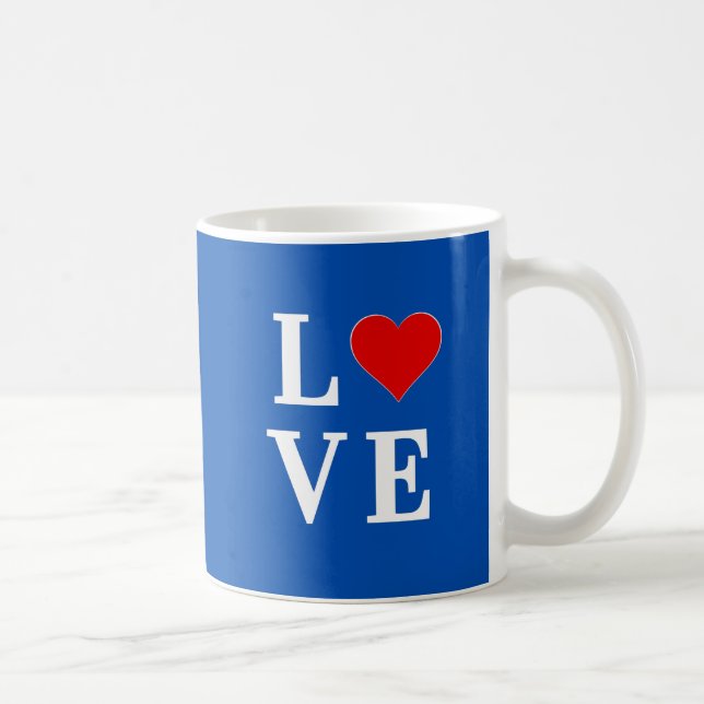 Navy Blue LOVE Retro Stylish Coffee Mug (Right)