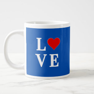 Navy Blue LOVE Retro Stylish Large Coffee Mug