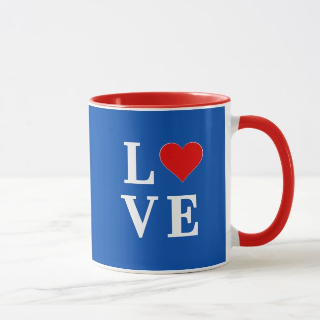 Navy Blue LOVE Retro Stylish Mug (Right)