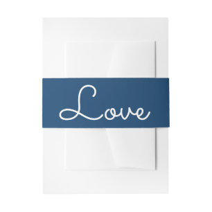 Navy Blue Love Wedding Nautical Beach Summer Invitation Belly Band
