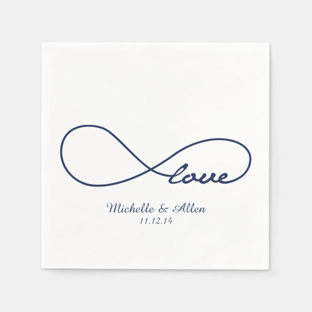 Navy Blue Love Wedding Paper Napkins Set (Front)