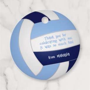 navy blue lt blue volleyball kids birthday party favour tags