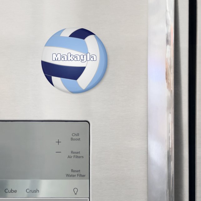 navy blue lt blue volleyball kids birthday party magnet (In Situ (Fridge))