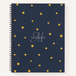 Navy Blue Lucky Stars Monogram Spiral Notebook