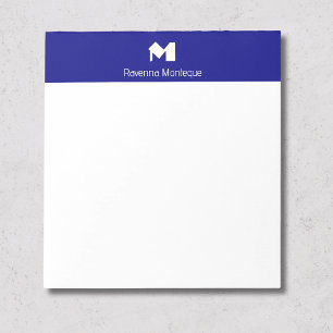 Navy Blue Luxury Personalised Name Monogram Notepad