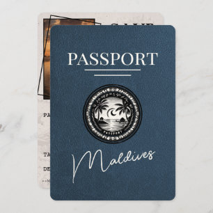Navy Blue Maldives Passport Save The Date