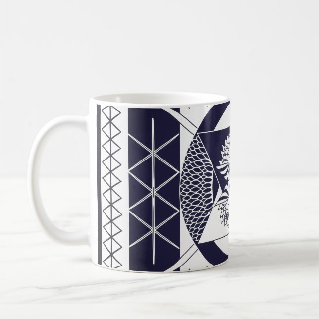 Navy Blue Mandala Coffee Mug (Left)