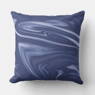 Navy Blue Marble Decorative Pillow