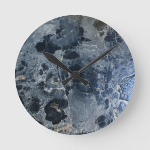 Navy Blue Marble Delicado #1 #wall #decor #art Round Clock