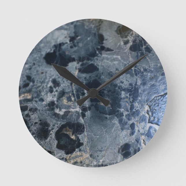 Navy Blue Marble Delicado #1 #wall #decor #art Round Clock (Front)