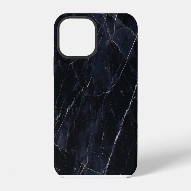 Navy blue marble: stone texture. iPhone case (Back)