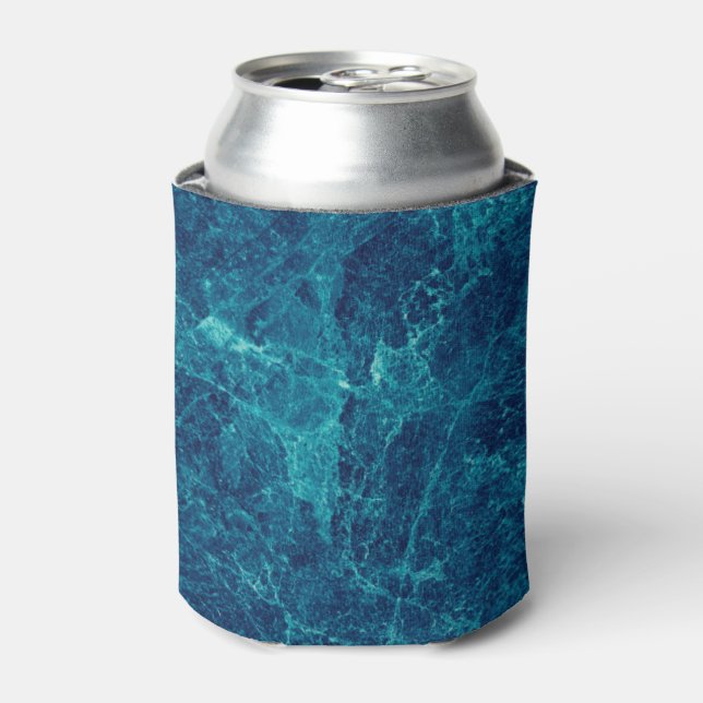 Navy Blue Marble Texture Can Cooler (Can Front)
