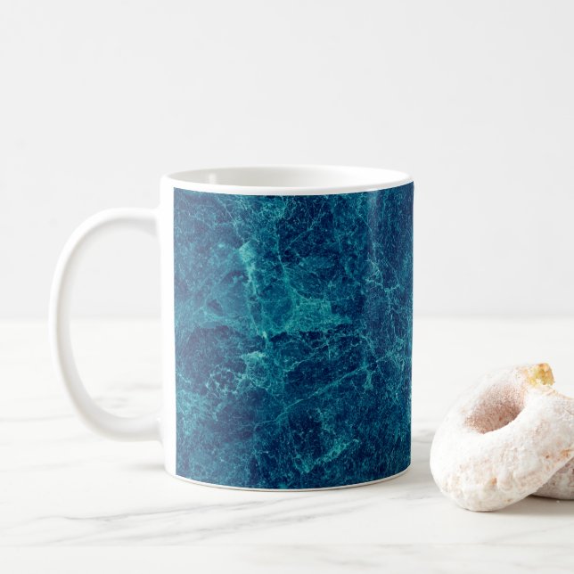 Navy Blue Marble Texture Coffee Mug (With Donut)