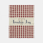 Navy Blue Maroon Check Pattern Monogram Name Boys