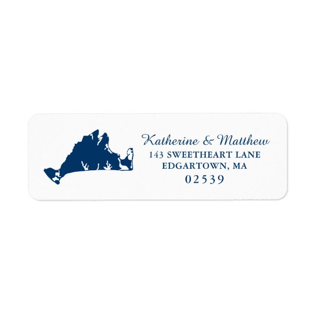 Navy Blue Marthas Vineyard Map Wedding (Front)