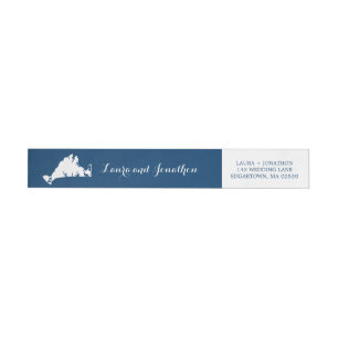 Navy Blue Martha's Vineyard Map Wedding Wrap Around Label