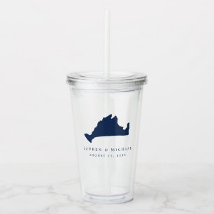 Navy Blue Martha's Vineyard Wedding Favour Acrylic Tumbler