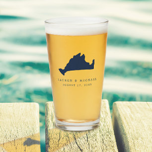 Navy Blue Martha's Vineyard Wedding Favour Glass