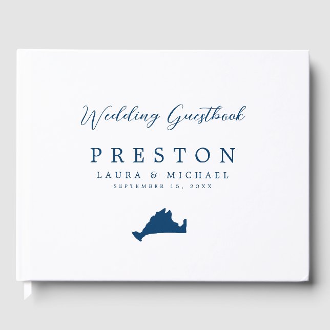 Navy Blue Martha's Vineyard Wedding Guest Book (Front)