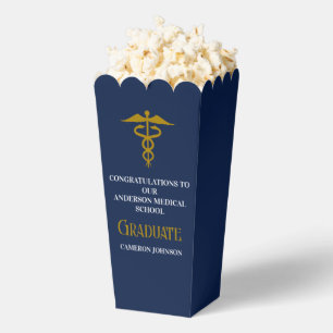 Navy Blue Medical School Graduation Party Popcorn Favour Box