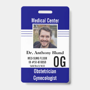 Navy Blue Medical Security ID Name tags Modern Badge