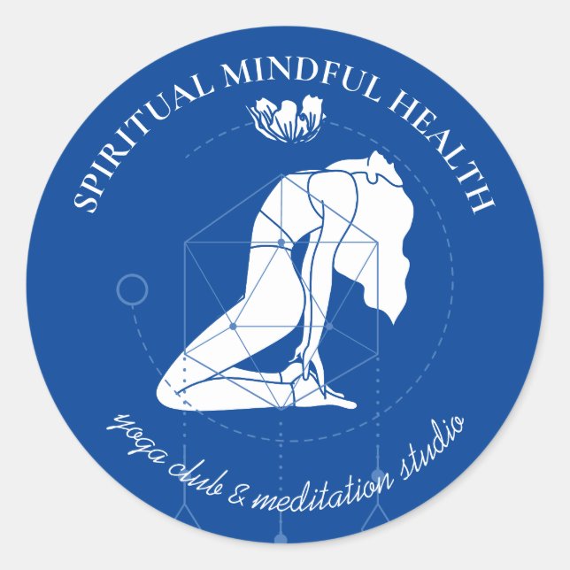 Navy Blue Meditation Chakra Yoga Instructor Classic Round Sticker (Front)